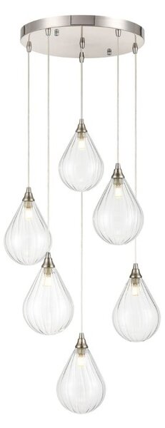 Franklite Perry 6 Light Cluster Ceiling Pendant Light With Clear Glasses FL2453-6-354