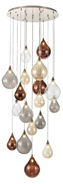 Franklite Perry 18 Light Cluster Ceiling Pendant Light With Multicolour Glasses FL2453-18