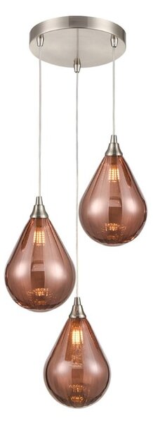 Franklite Perry 3 Light Cluster Ceiling Pendant Light With Copper Glasses FL2453-3-357