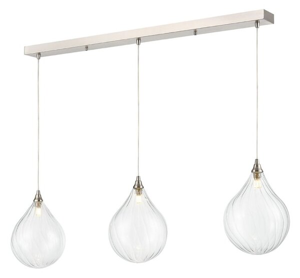 Franklite Perry 3 Light Bar Ceiling Pendant Light With Clear Glasses FL2452-3-358