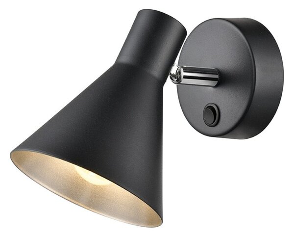 Franklite FL2443-1 Skoop 1 Light Wall Light In Black And Silver Finish