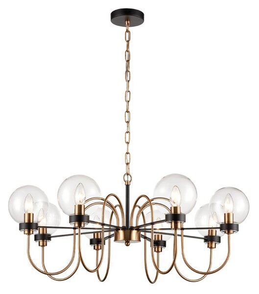 Franklite FL2440-8 Equinox 8 Light Ceiling Pendant Light In Matt Black And Antique Gold Finish