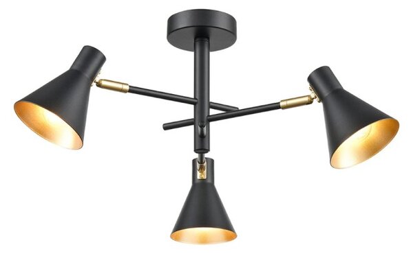 Franklite FL2444-3 Skoop 3 Light Flush Ceiling Spotlight In Black And Gold Finish
