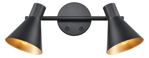 Franklite FL2444-2 Skoop 2 Light Wall Light In Black And Gold Finish