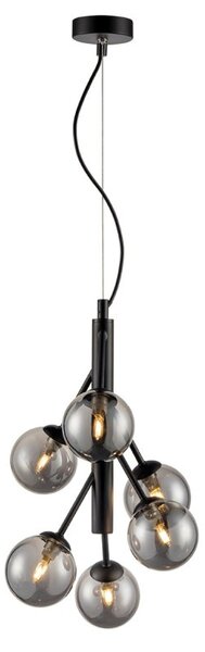 Luna 6 Light Ceiling Pendant Light In Black Finish With Smoked Glass F2439-6