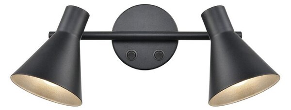 Franklite FL2443-2 Skoop 2 Light Wall Light In Black And Silver Finish