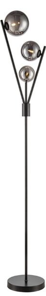 Luna 3 Light Floor Lamp In Black Finish With Smoked Glass S257