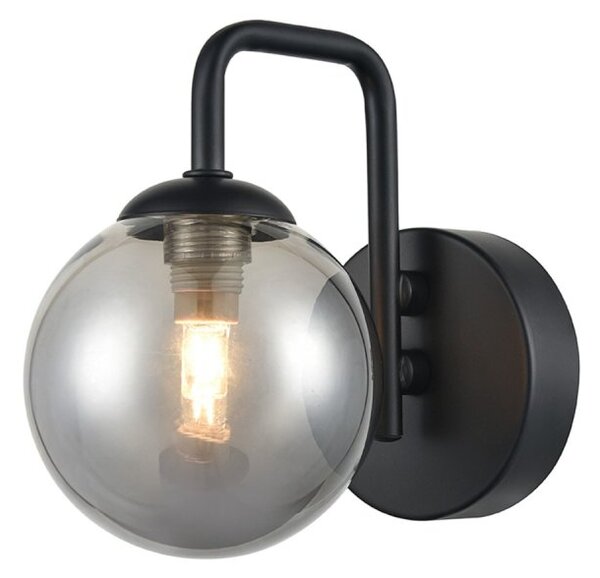 Luna 1 Light Wall Light In Black Finish With Smoked Glass F2438-1