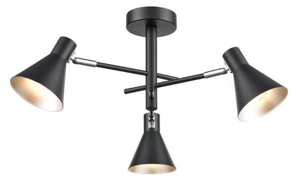 Skoop 3 Light Flush Ceiling Spotlight In Black And Silver Finish FL2443-3
