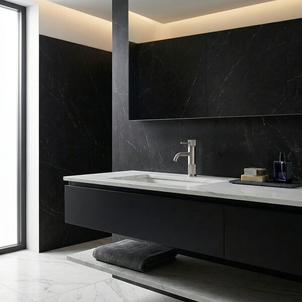 Bathroom faucet Rea Lungo Stripe Brush Nickel Low