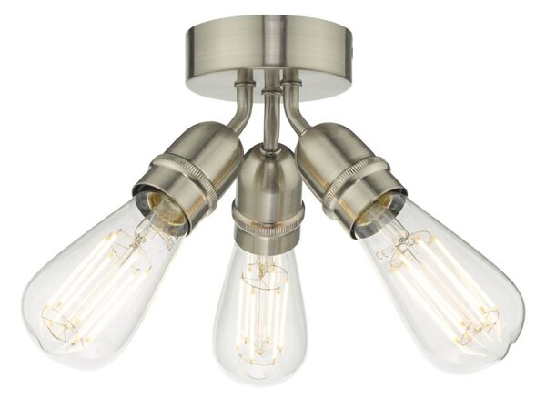 Dar Wisebuys Yao 3 Light Flush Ceiling Light In Satin Nickel Finish