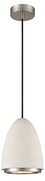 Stylish 1 Light Ceiling Pendant Light In Textured White And Satin Nickel Finish PH242