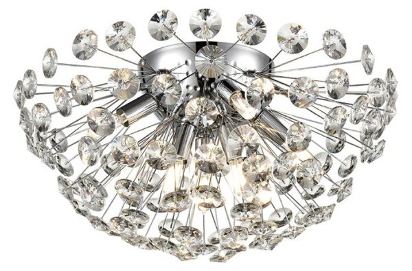 Franklite FL2448-9 Allium 9 Light Flush Ceiling Light In Chrome Finish With Crystals