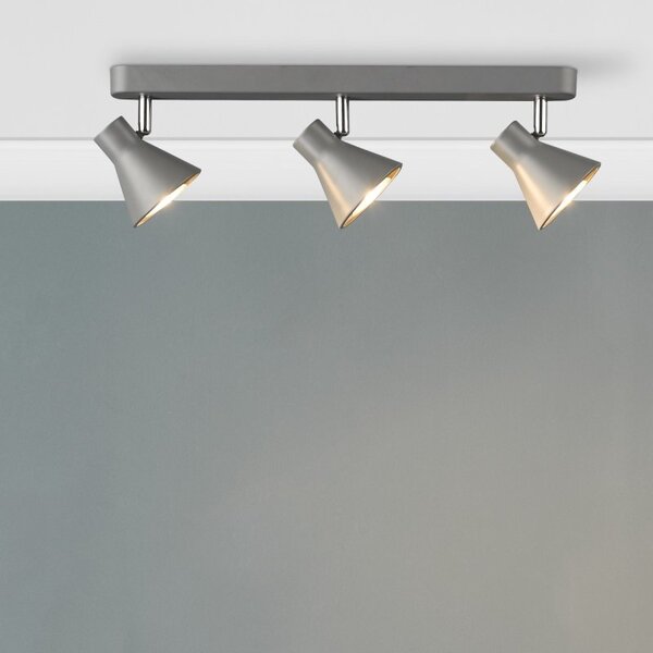 Dar Wisebuys DIZ7339 Diza 3 Light Ceiling Bar Spotlight In Matt Grey Finish