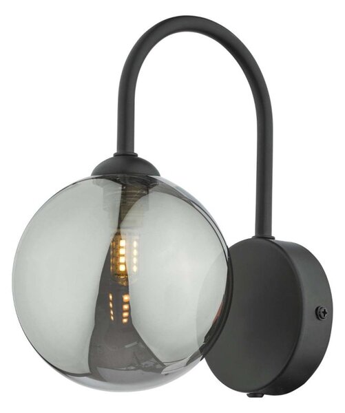 Dar Wisebuys EIS0722 Eissa 1 Light Wall Light In Matt Black Finish With Smoked Glass
