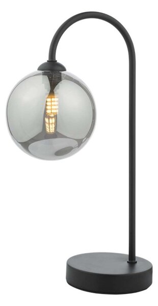 Dar Wisebuys EIS4122 Eissa 1 Light Touch Table Lamp In Matt Black Finish With Smoked Glass