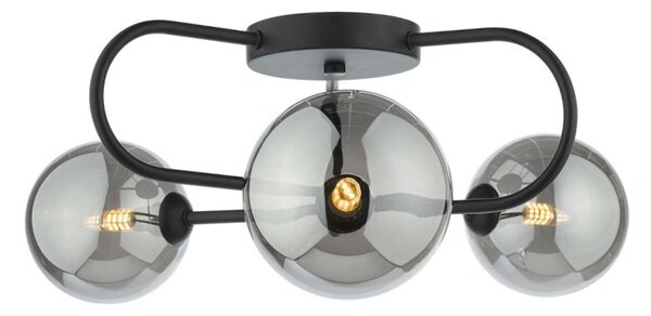 Dar Wisebuys EIS5322 Eissa 3 Light Semi Flush Light In Matt Black With Smoked Glass