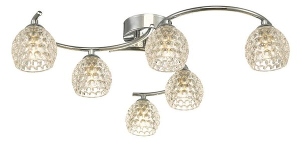 Dar Wisebuys Nakita 6 Light Semi Flush Ceiling Light In Polished Chrome With Dimpled Glass