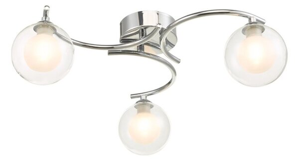 Dar Wisebuys Nakita 3 Light Semi Flush Ceiling Light In Polished Chrome With Double Glass