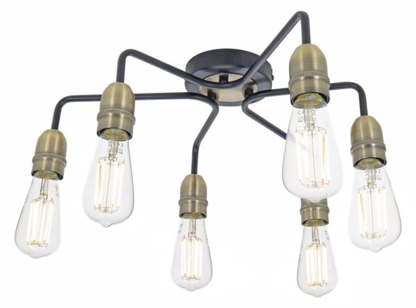 Dar Wisebuys Kiefer 6 Light Flush Ceiling Light In Black And Antique Brass Finish
