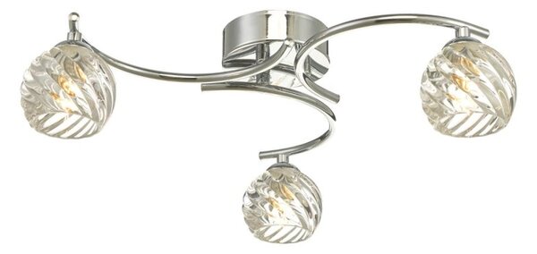 Dar Wisebuys Nakita 3 Light Semi Flush Ceiling Light In Polished Chrome With Twisted Glass
