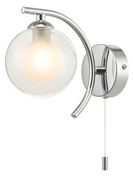 Dar Wisebuys Nakita Wall Light In Polished Chrome Finish With Double Glass Shade