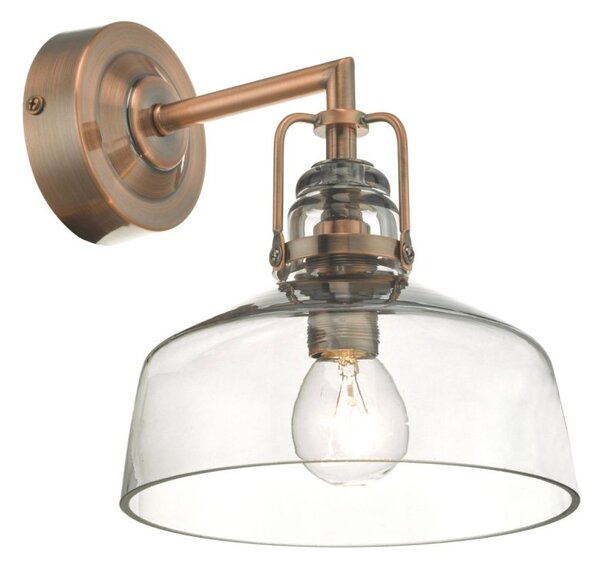 Dar Wisebuys Miles Wall Light In Antique Copper And Smoked Glass Shade