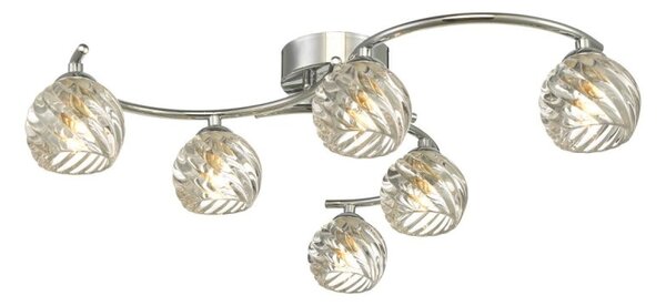 Dar Wisebuys Nakita 6 Light Semi Flush Ceiling Light In Polished Chrome With Twisted Glass