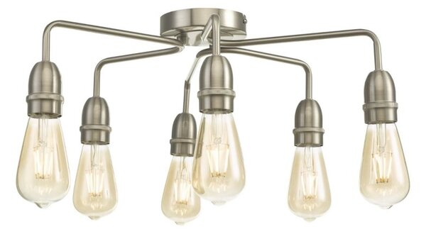 Dar Wisebuys Kiefer 6 Light Flush Ceiling Light In Satin Chrome Finish