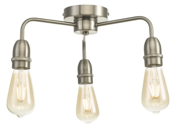 Dar Wisebuys Kiefer 3 Light Flush Ceiling Light In Satin Chrome Finish