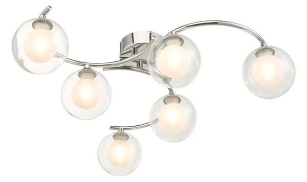 Dar Wisebuys Nakita 6 Light Semi Flush Ceiling Light In Polished Chrome With Double Glass