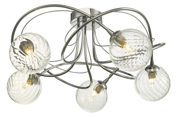 Dar Wisebuys Onawa 5 Light Semi Flush Ceiling Light In Polished Chrome With Twisted Glass