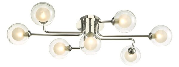Dar Wisebuys Reyna 7 Light Semi Flush Ceiling Light In Polished Chrome With Duplex Glass