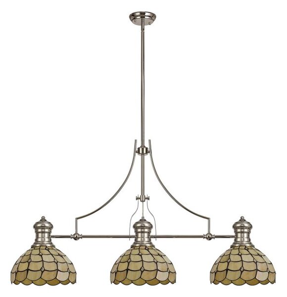 Albany, Origin 3 Light Fixed Pendant 30cm Tiffany in a Polished Nickel/Beige Finish