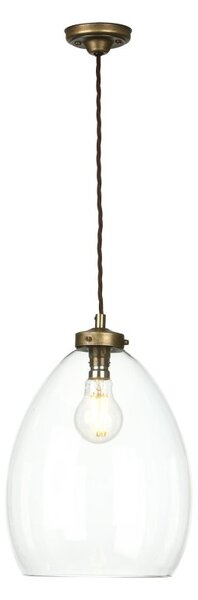 Yeovil Clear Glass Pendant Light in Aged Brass