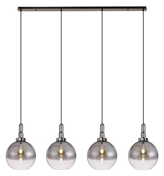 Glenn 4 Light Globe Linear Pendant In Brass Gold With Gold And Clear Glass 