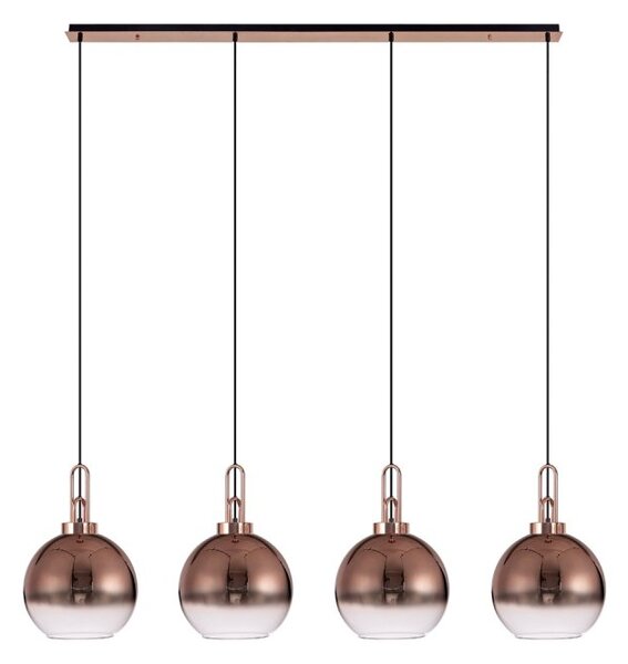 Glenn 4 Light Globe Linear Pendant In Copper With Copper And Clear Glass