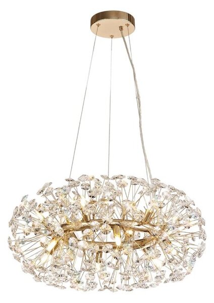 Fusion 12 Light Crystal Ceiling Pendant Light In French Gold Finish