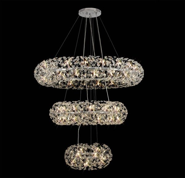 Fusion Extra Large 3 Tier Crystal Ceiling Pendant in Polished Chrome