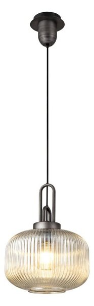 Glenn 1 Light Pumpkin Ceiling Pendant in Aged Pewter With Champagne Glass