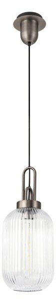 Glenn 1 Light Tubular Ceiling Pendant in Aged Pewter With Clear Glass
