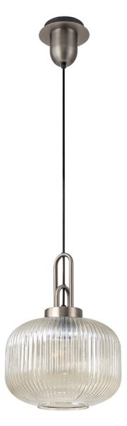 Glenn 1 Light Pumpkin Ceiling Pendant in Antique Silver With Champagne Glass