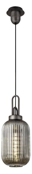 Glenn 1 Light Tubular Ceiling Pendant in Aged Pewter With Smoked Glass