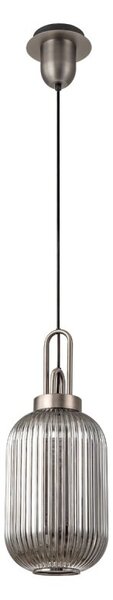 Glenn 1 Light Tubular Ceiling Pendant in Antique Silver With Smoked Glass
