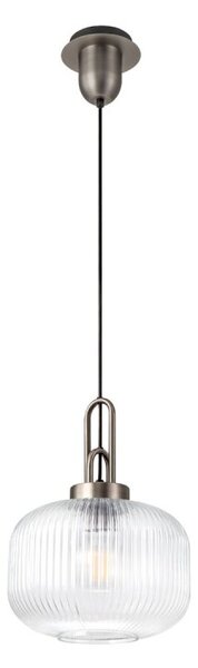 Glenn 1 Light Pumpkin Ceiling Pendant in Antique Silver With Clear Glass