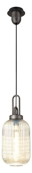 Glenn 1 Light Tubular Ceiling Pendant in Aged Pewter With Champagne Glass