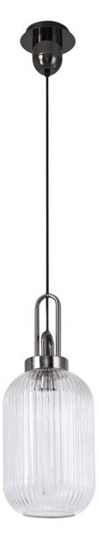 Glenn 1 Light Tubular Ceiling Pendant in Black Chrome With Clear Glass