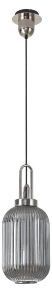 Glenn 1 Light Tubular Ceiling Pendant in Polished Nickel With Smoked Glass