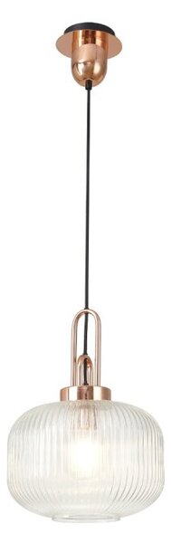Glenn 1 Light Pumpkin Ceiling Pendant in Copper With Clear Glass