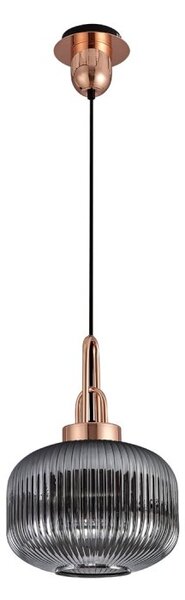 Glenn 1 Light Pumpkin Ceiling Pendant in Copper With Smoked Glass